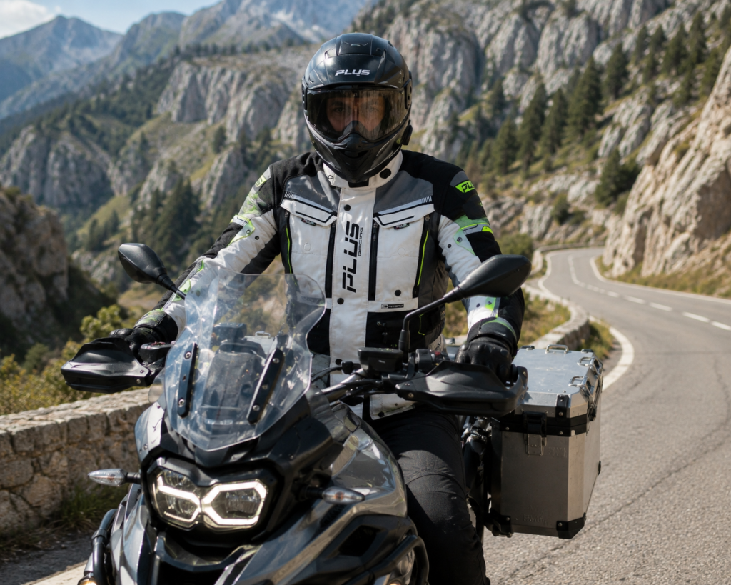 Túra motoros kabát hegyi úton – Plus Racing Gear
